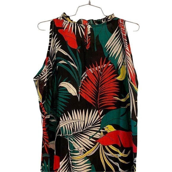 NEW Piazza Del Tempio Fit Flare Maxi Dress Black Floral Linen Sleeveless Medium - Picture 5 of 11